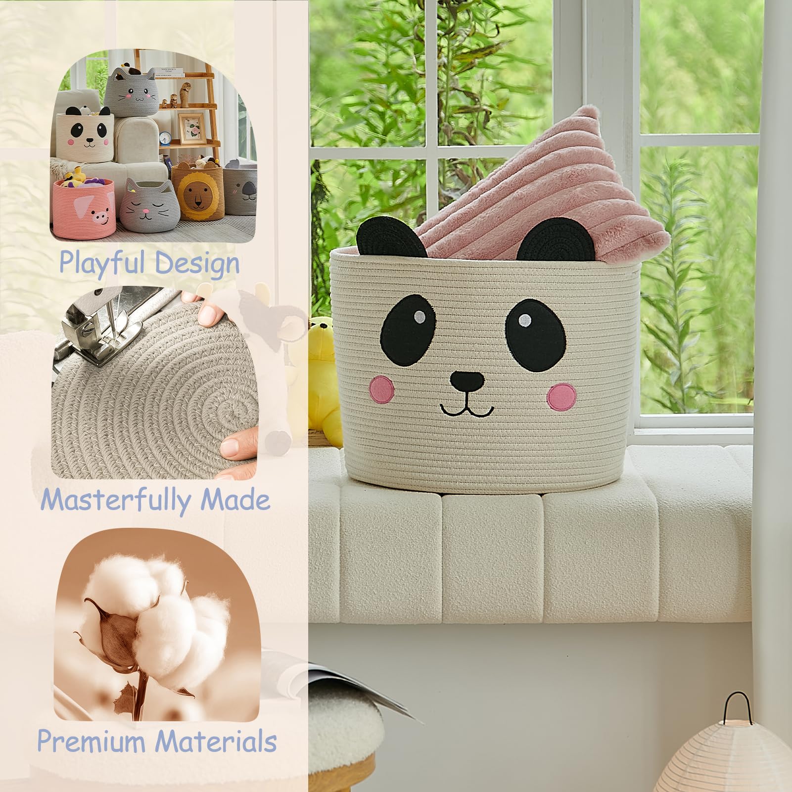 OMERAI durable natural cotton rope basket suited for daily use around the home.