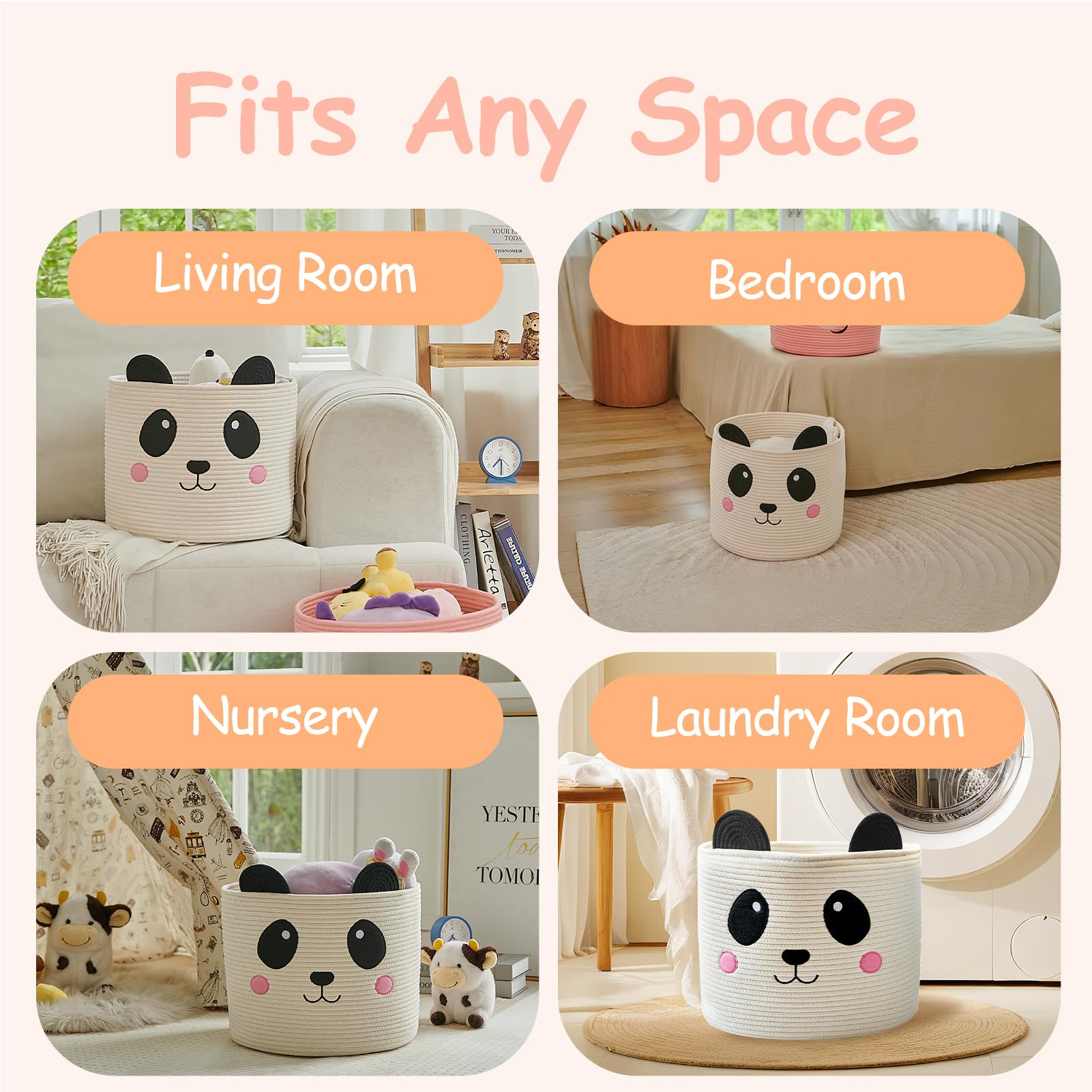 OMERAI panda basket adds cute decor while remaining practical and sturdy.