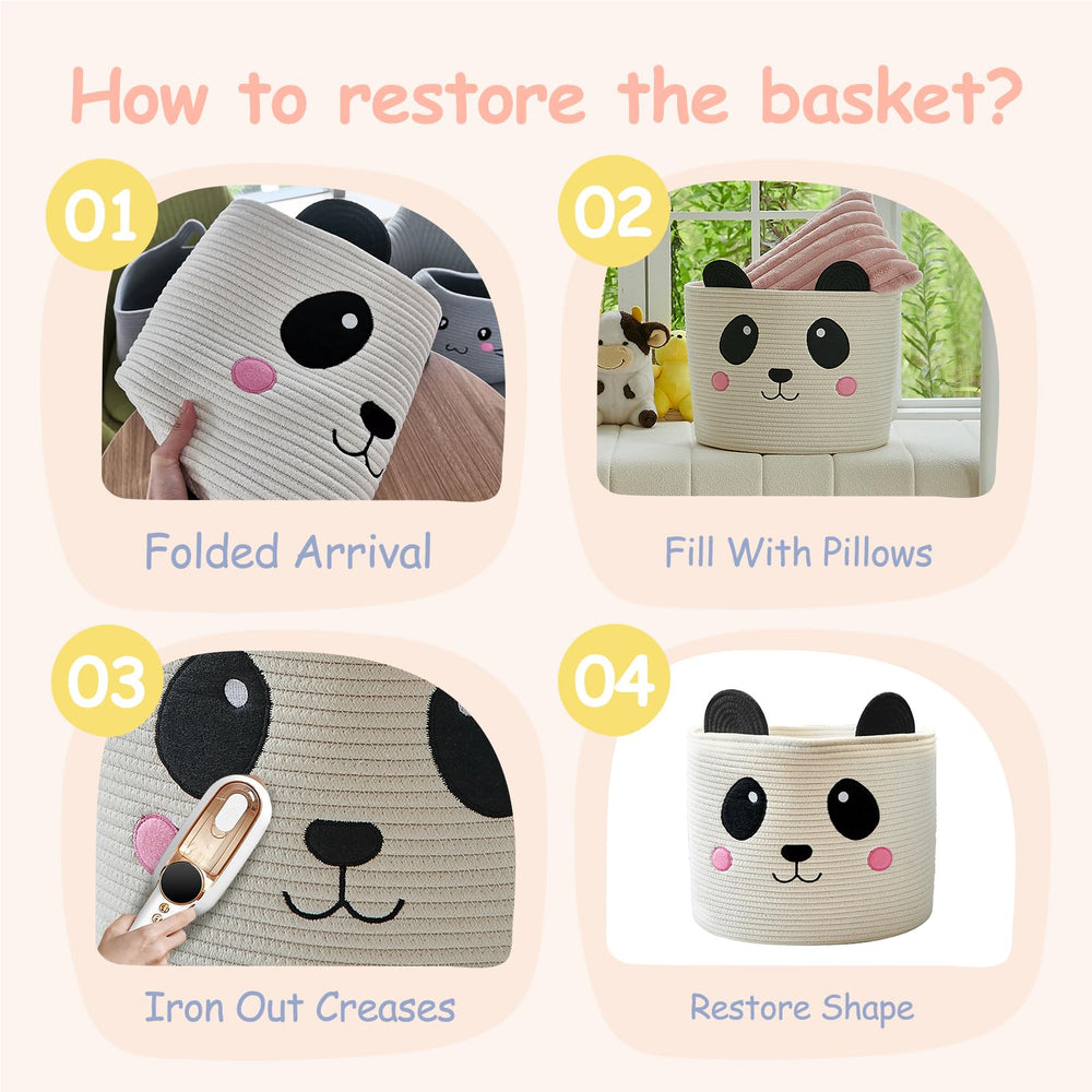 OMERAI neutral-color panda storage bin complements any room style.