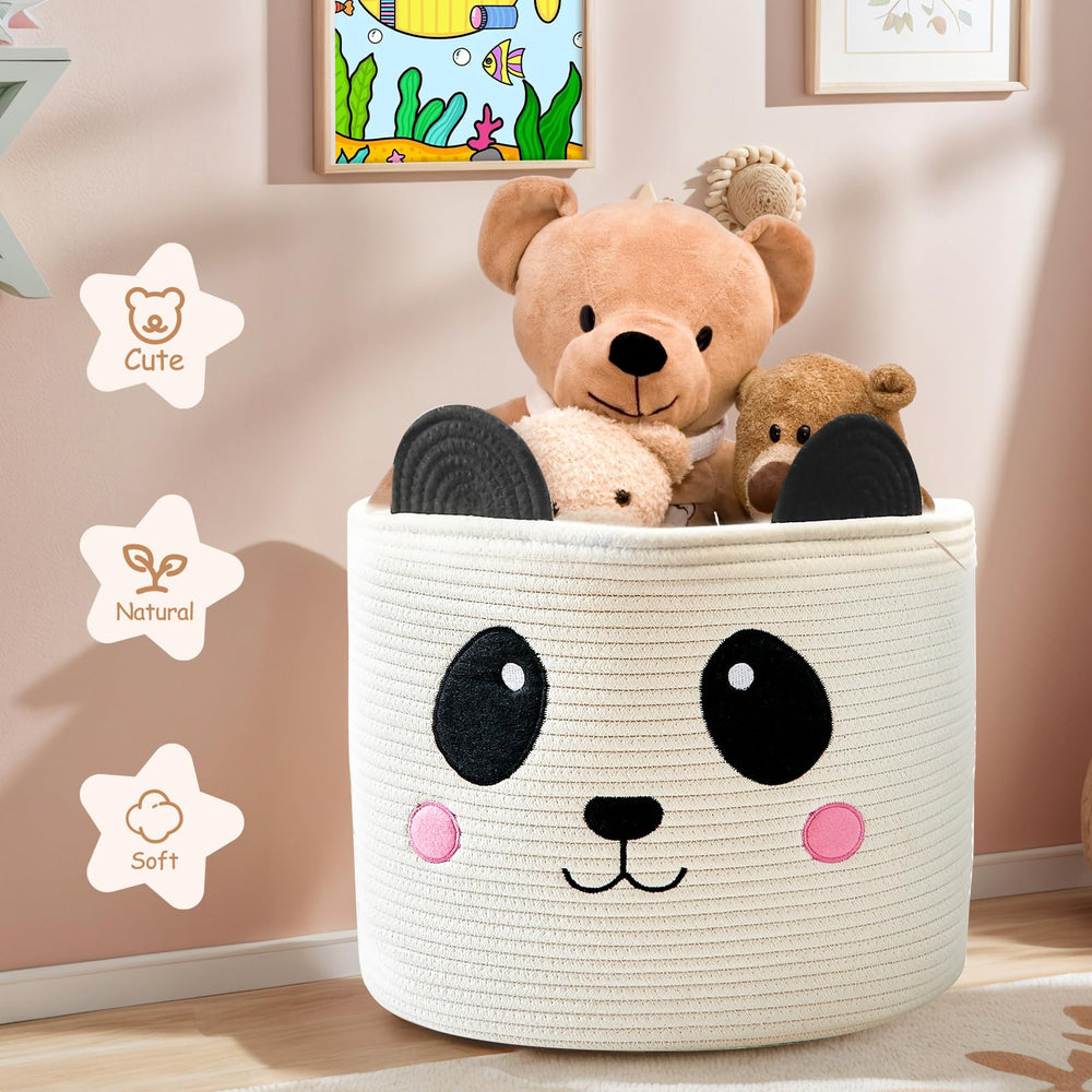 OMERAI panda design storage basket perfect for blankets, toys, and accessories.