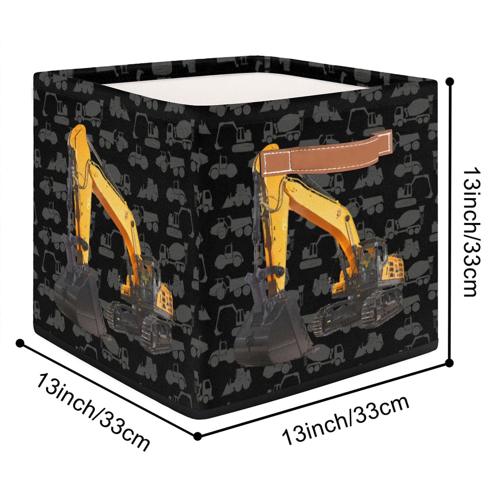 OMFUNS Excavator Storage Basket leather handles make carrying easy between rooms.