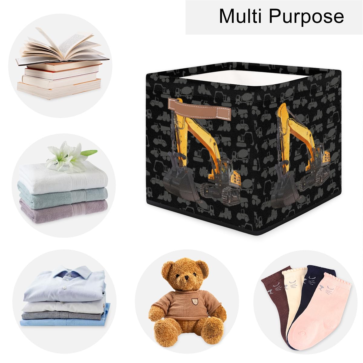 OMFUNS Excavator Storage Basket ideal for toy storage in kids rooms and nurseries.
