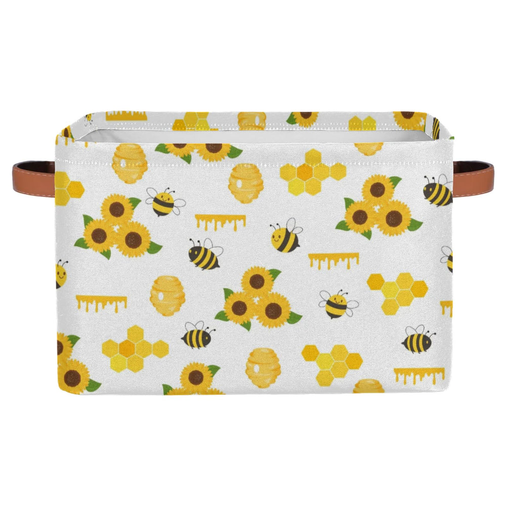 OMFUNS bee-sunflower storage basket front view for closet organization