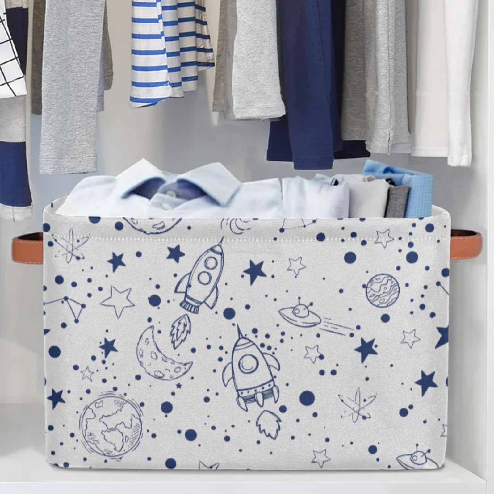 OMFUNS rectangle storage basket folds flat for easy storage when not in use.