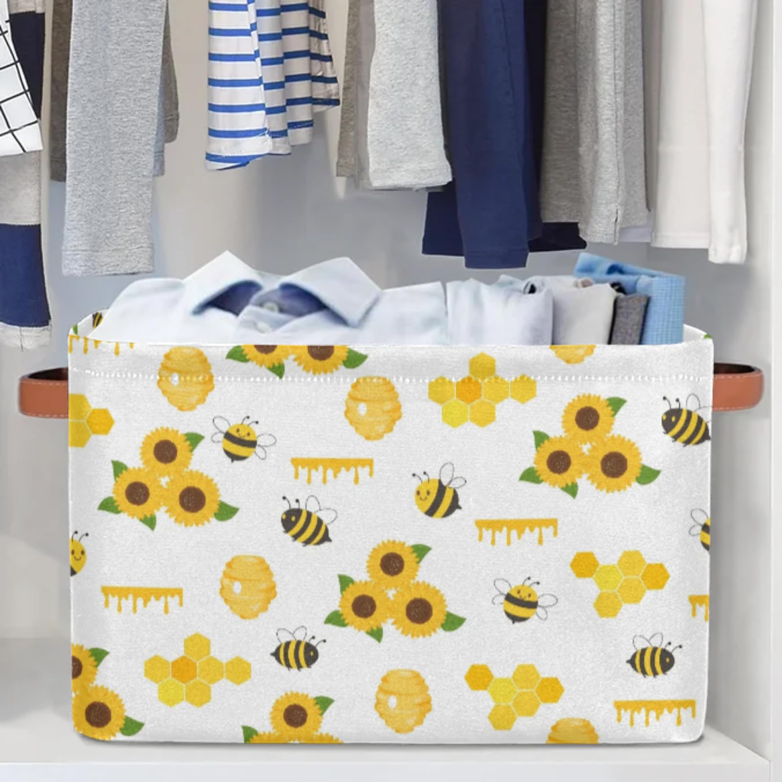 OMFUNS rectangle storage basket ideal for laundry and dorm storage