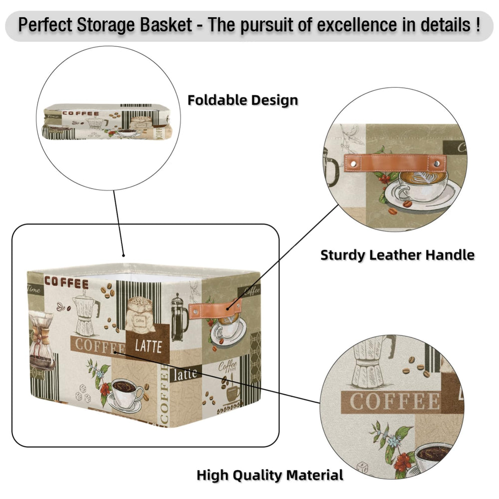 OMFUNS rectangle storage basket with leather handles enables easy relocation.