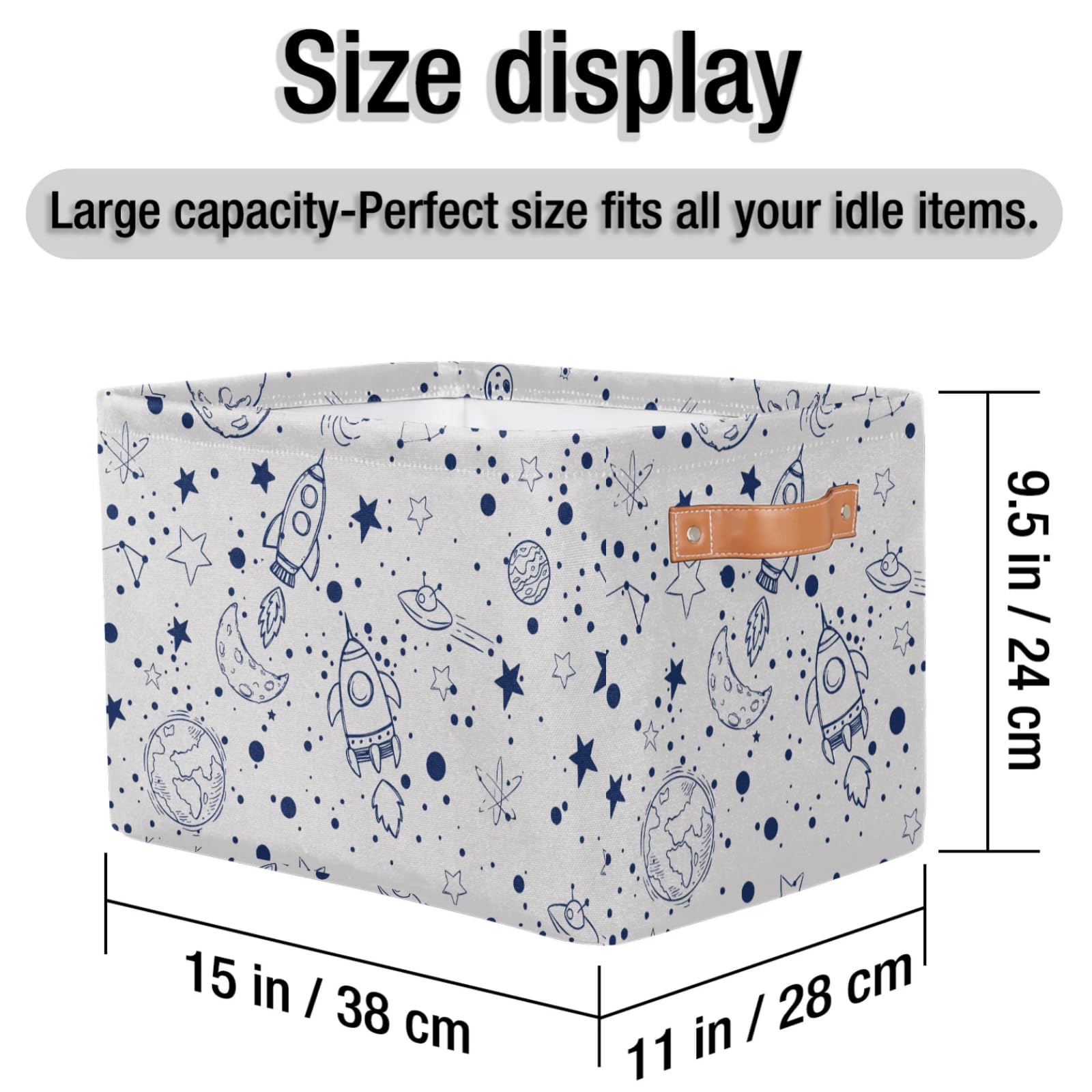 OMFUNS rectangle storage basket sized 15x11x9.5 inches keeps items organized.