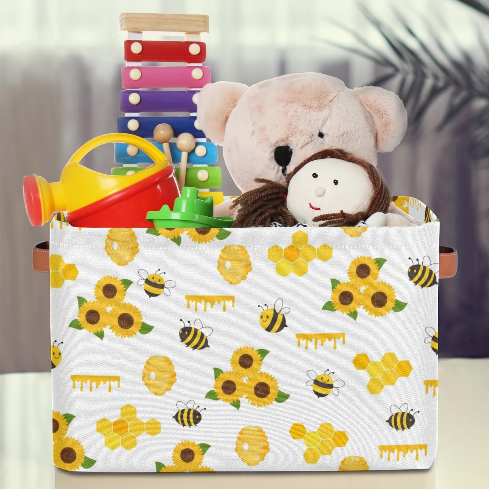 OMFUNS rectangle storage basket organizing toys in a kid's room