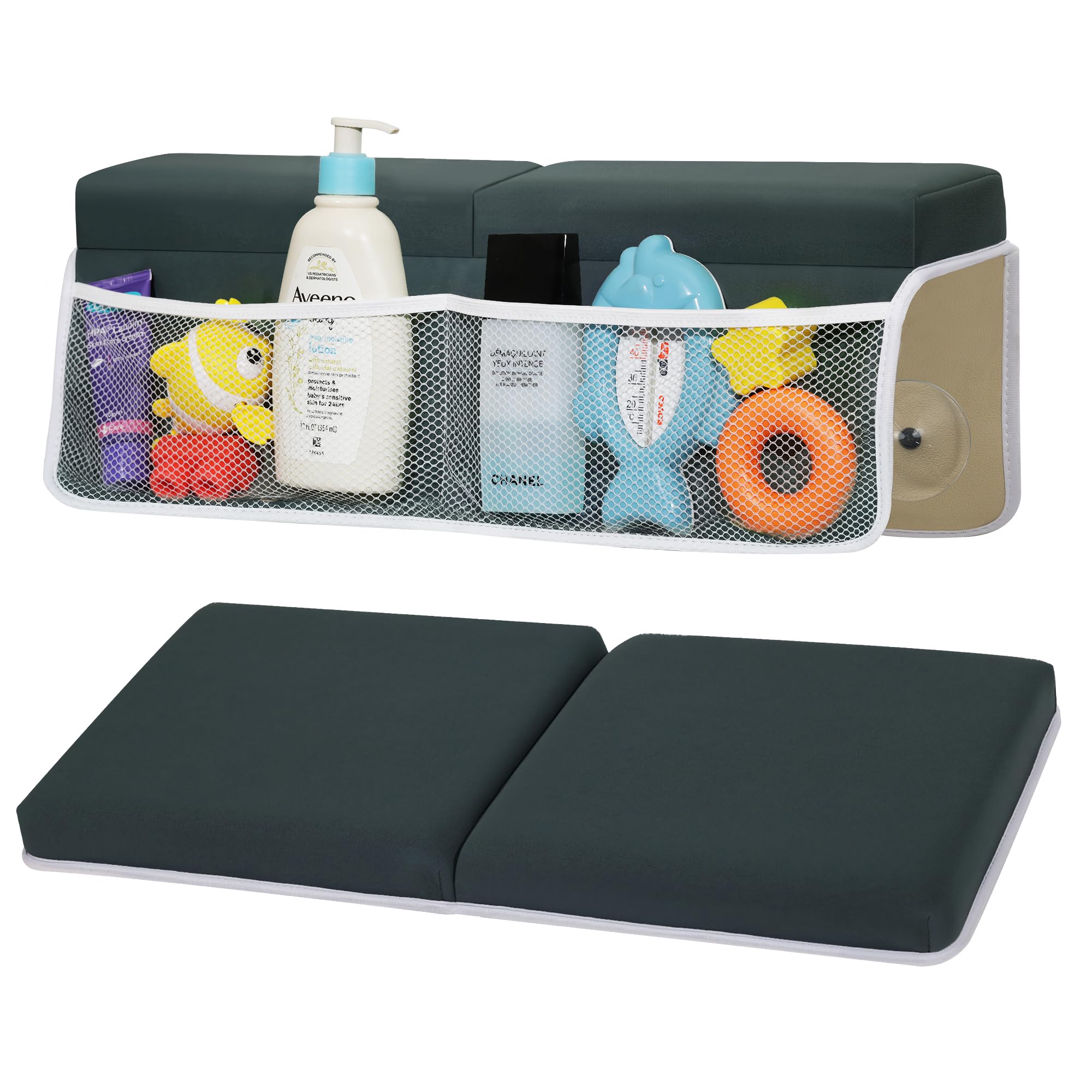 Omixe bath kneeler and elbow rest set for comfortable, ergonomic bath time.