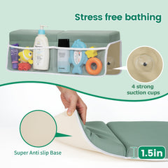Omixe elbow rest pad provides ergonomic arm support during bath.