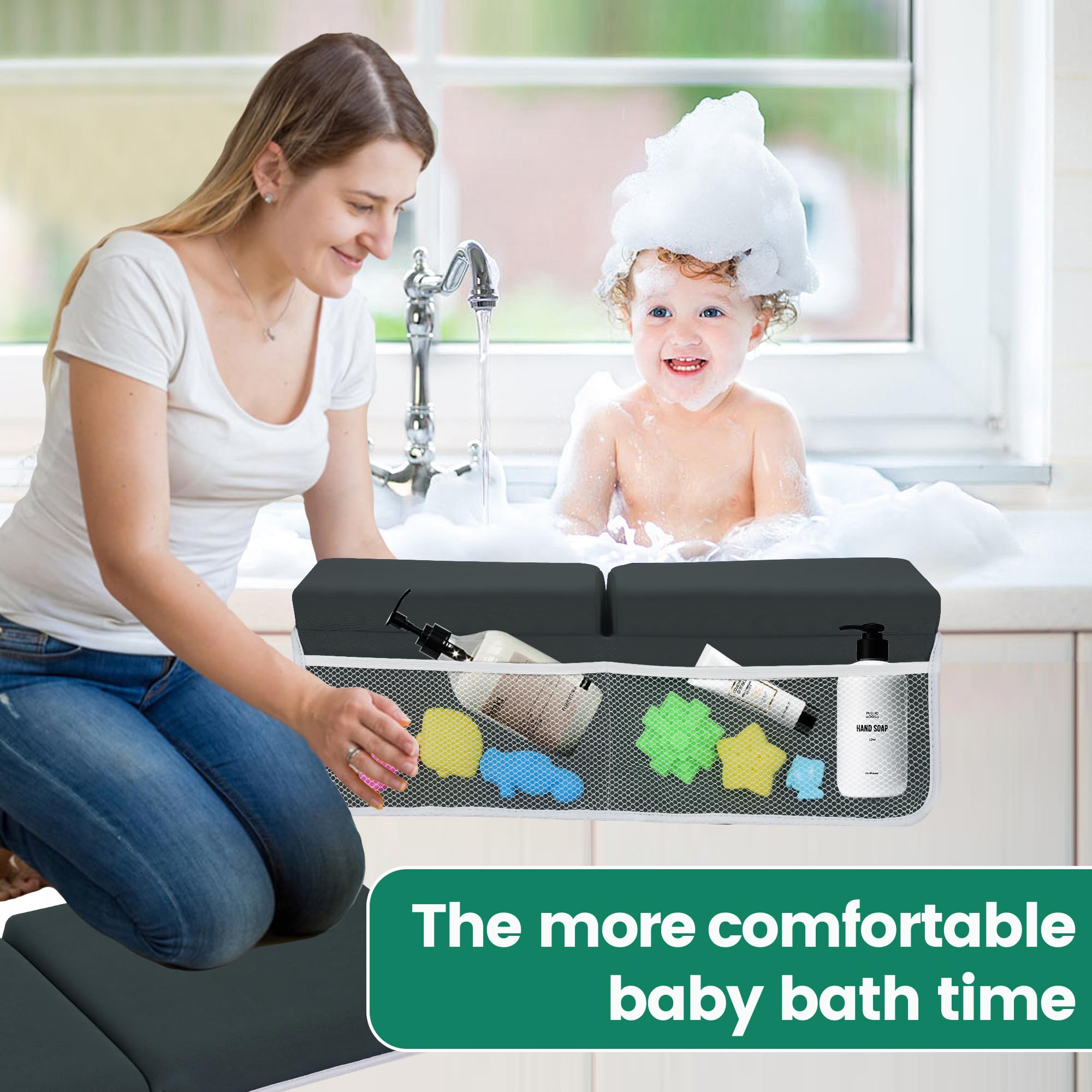 Textured backing minimizes shifting for a safer bath experience.