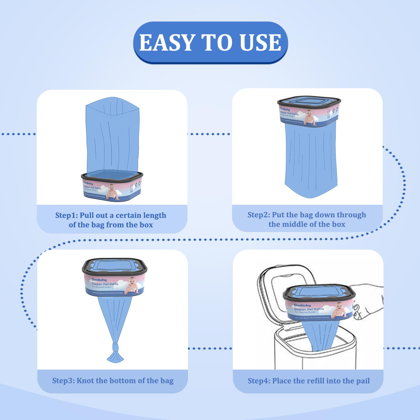 Omlishy compatible with Genie Diaper Compact and Select Pails.