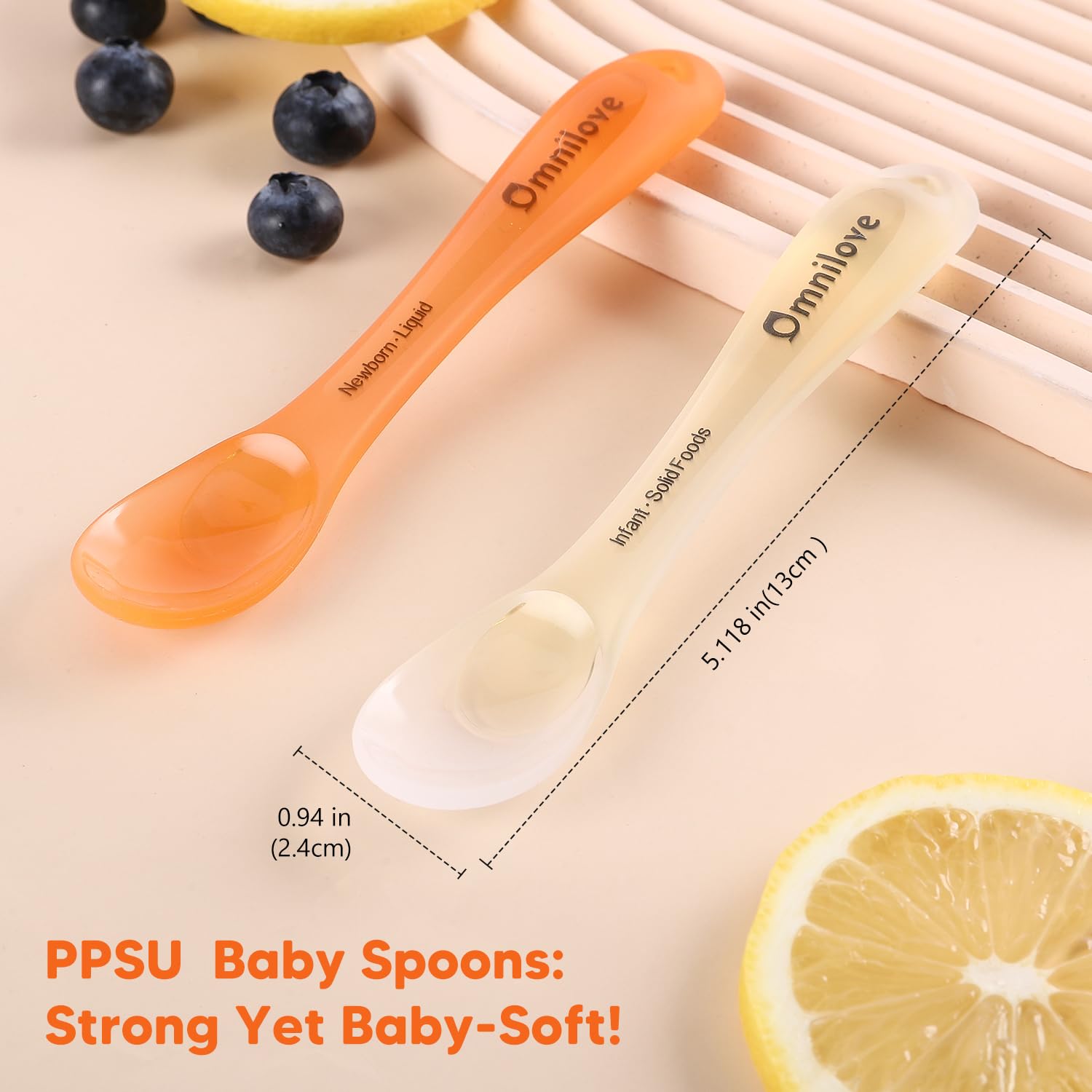 Omnilove spoons with safety chain keep utensils accessible and clean