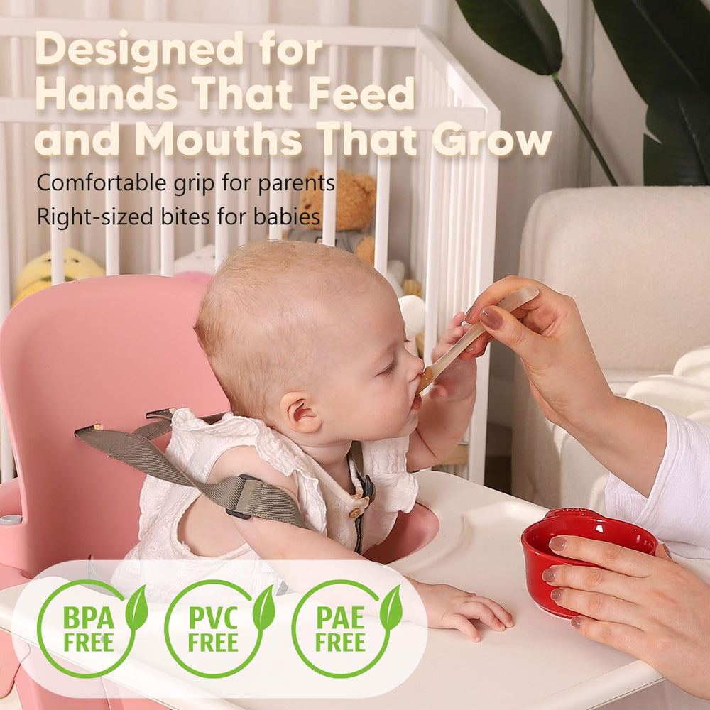 Omnilove baby spoons support self-feeding for curious toddlers.