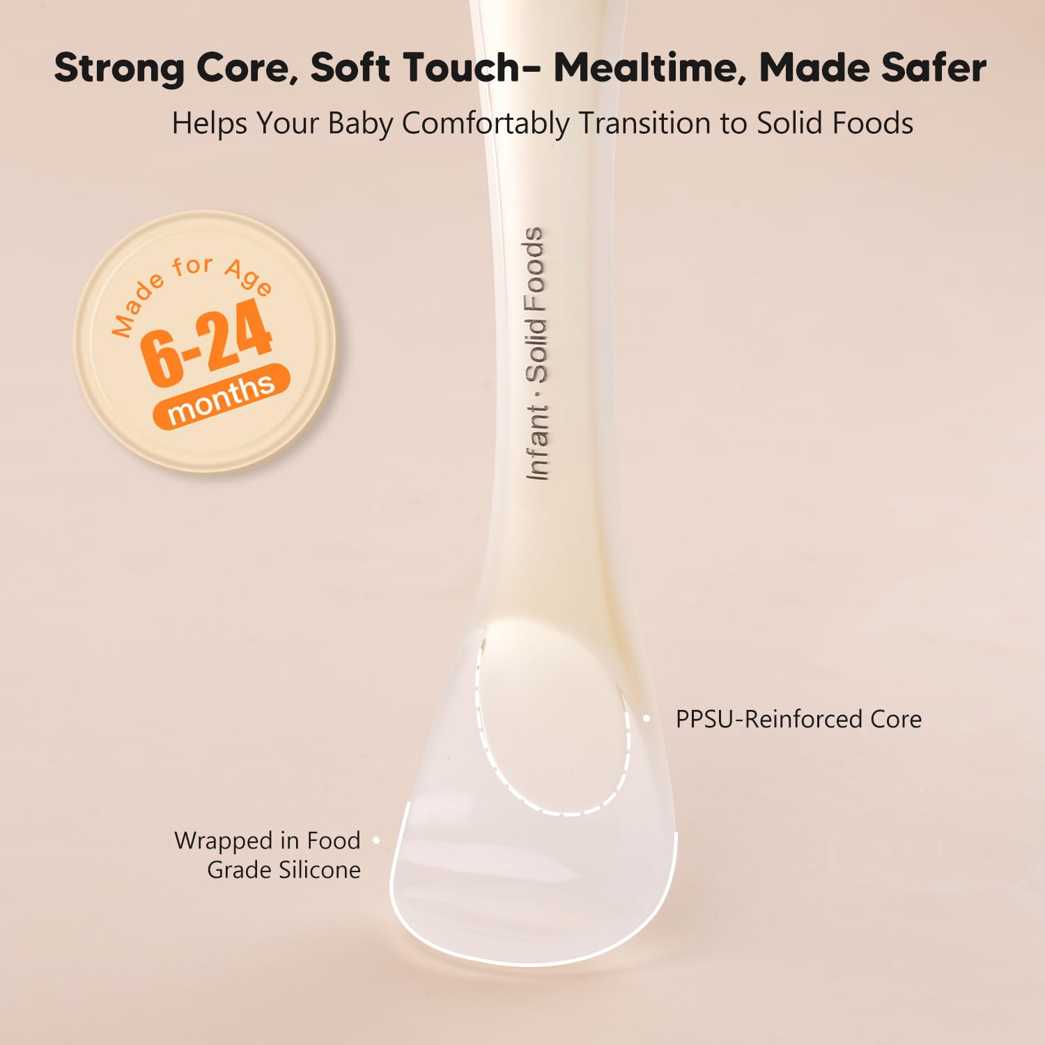 Omnilove spoons in two softness levels for growing babies.