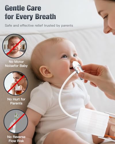 Omnilove silicone-tip nasal aspirator illustrating gentle care.