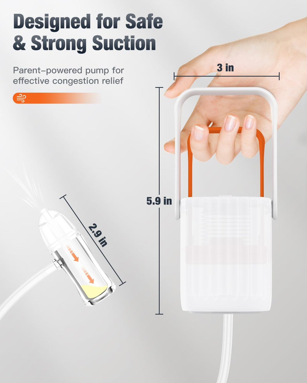 Omnilove travel case included with compact nasal aspirator.
