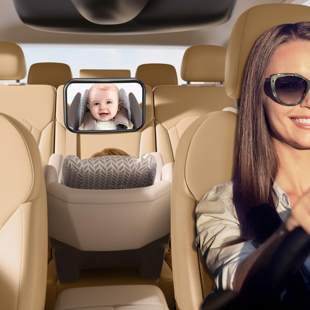 OMOTON clear backseat view supports safer driving while baby is rear-facing