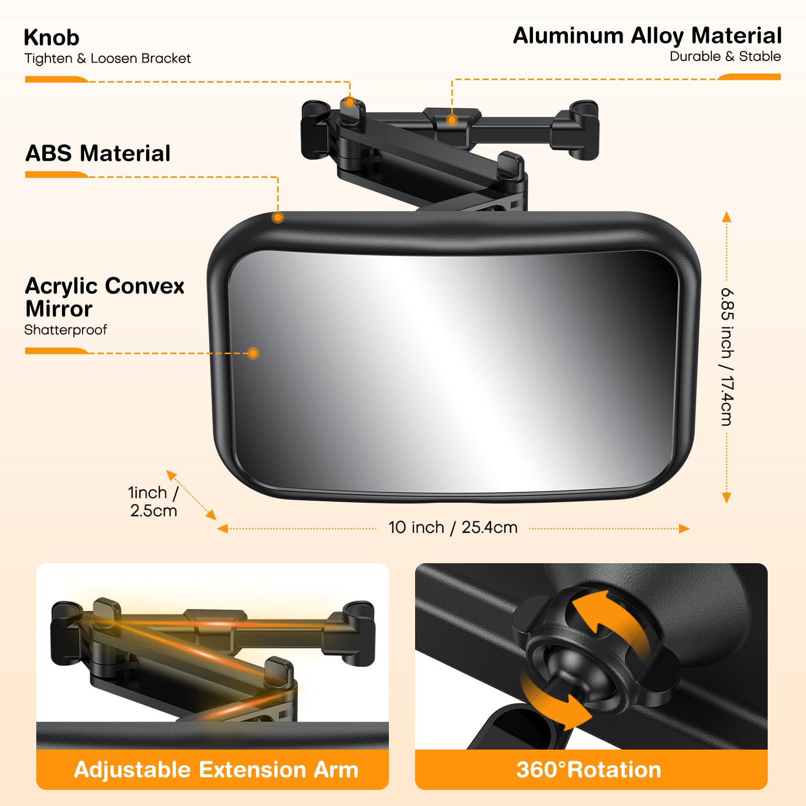 OMOTON shatterproof coating protects the mirror and your baby