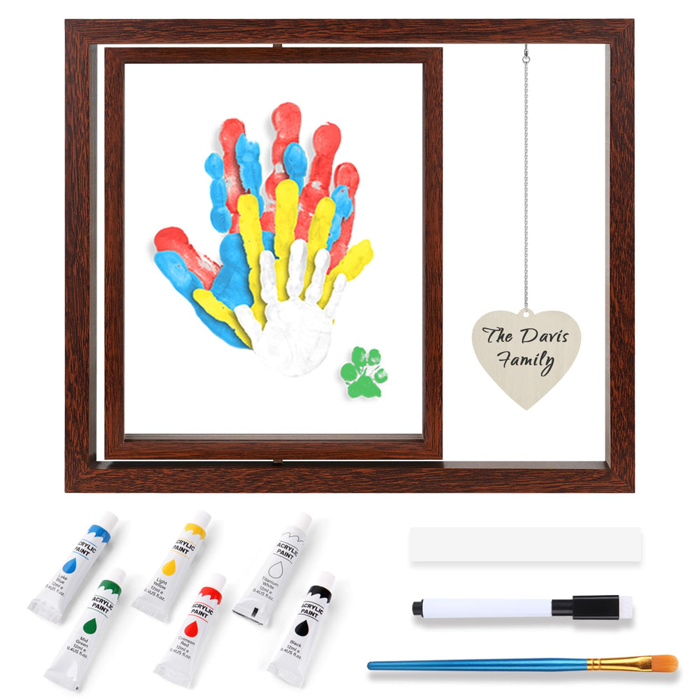Omrhvi family handprint frame assembly for a personalized wall keepsake