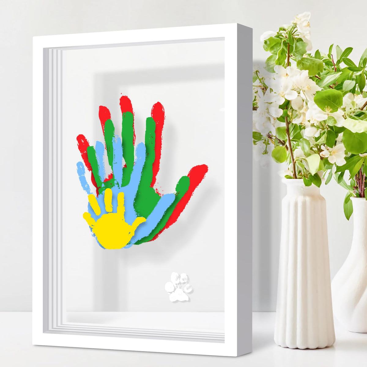 Omrhvi family handprint frame kit captures the family artwork for lasting keepsakes.