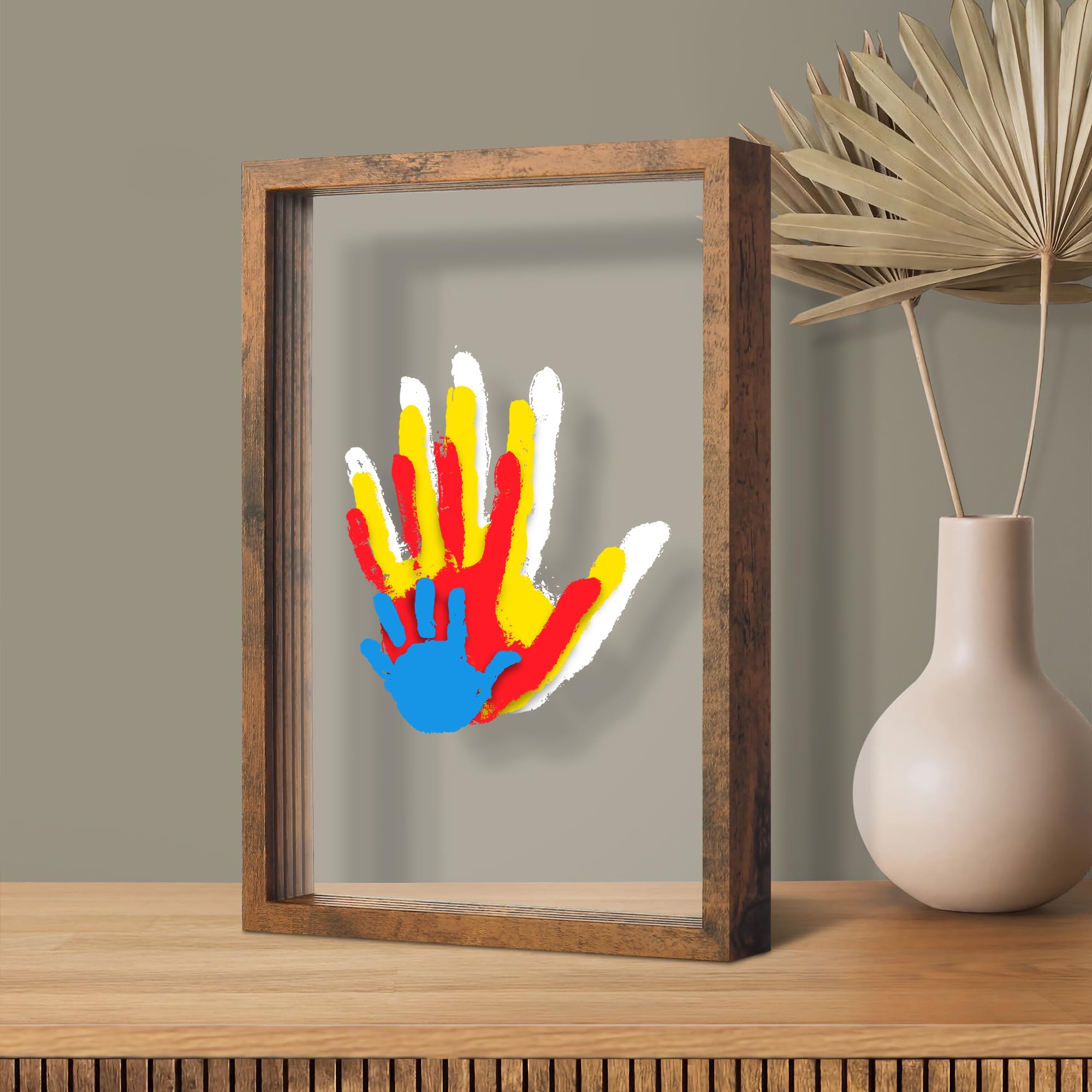 Omrhvi family handprint kit with acrylic board for crystal-clear keepsake viewing