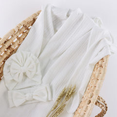 OMUKY baby girl bow headband in white for cute styling.