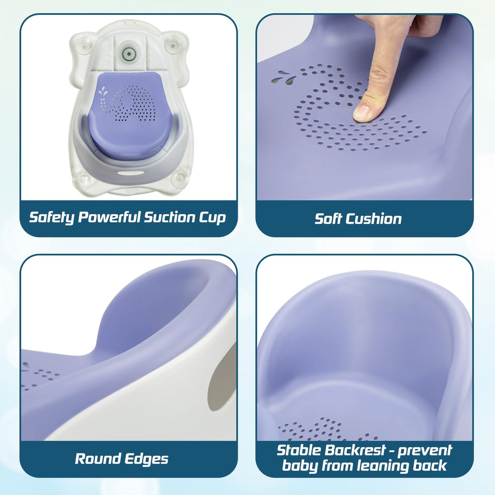 OMYbaby bath seat with blue suction cups — secure, stable support during bath time
