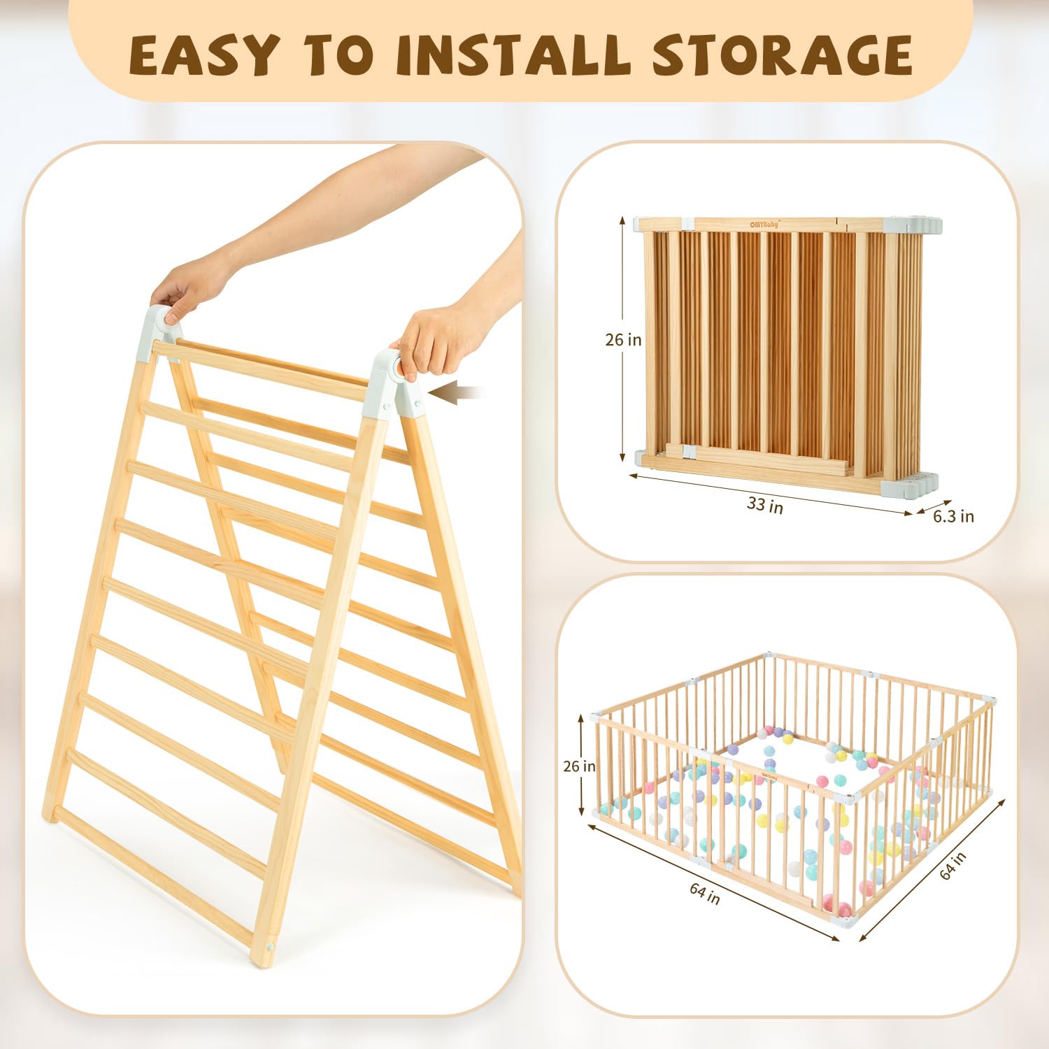 Non-toxic pine wood material used in OMYbaby playpen