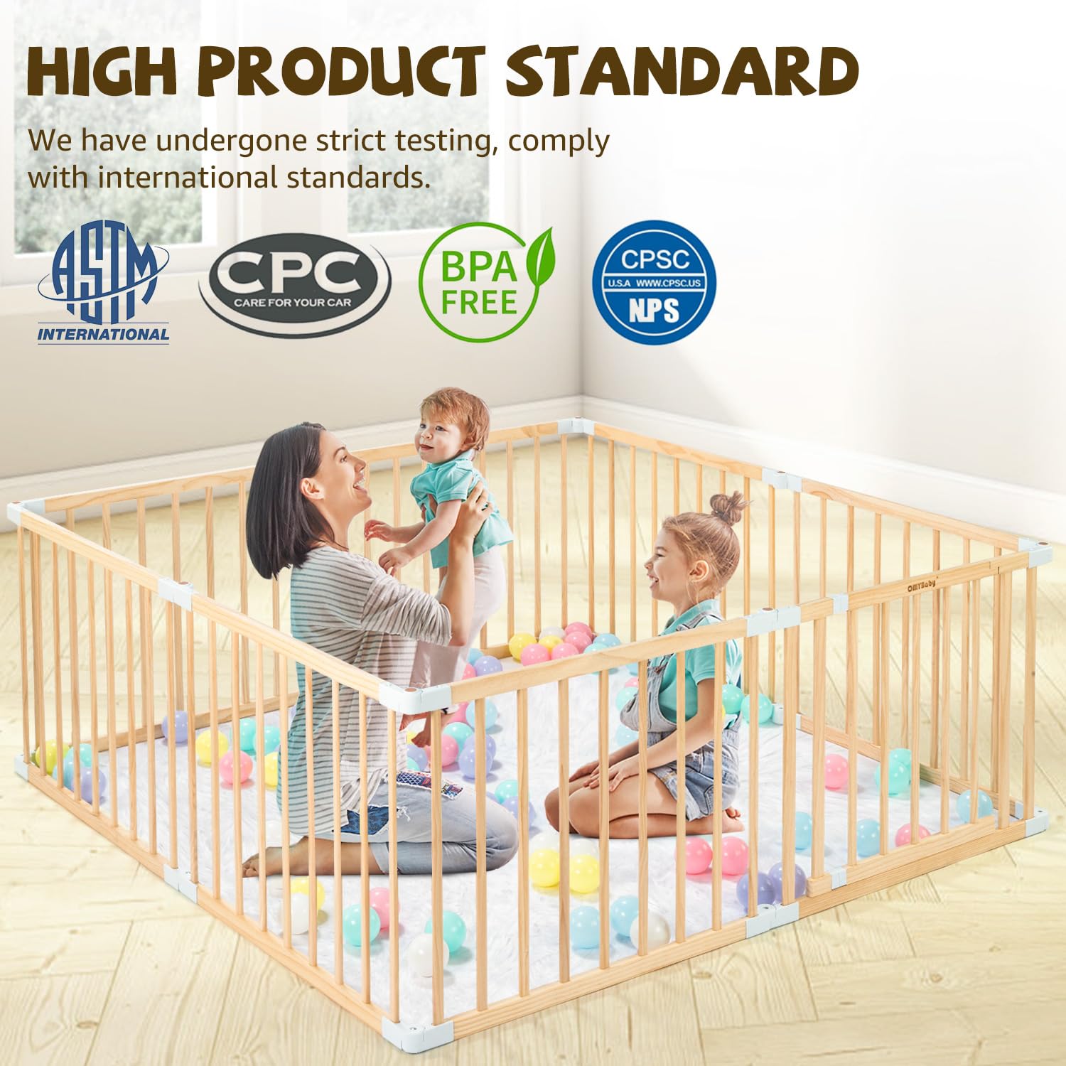 OMYbaby playpen with door for easy child access and supervision