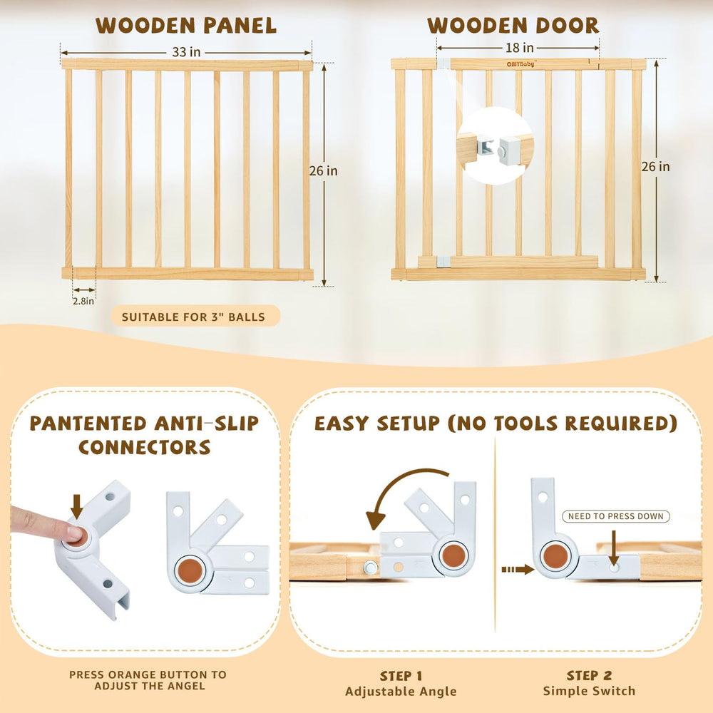 Close-up of natural wood finish on OMYbaby playpen