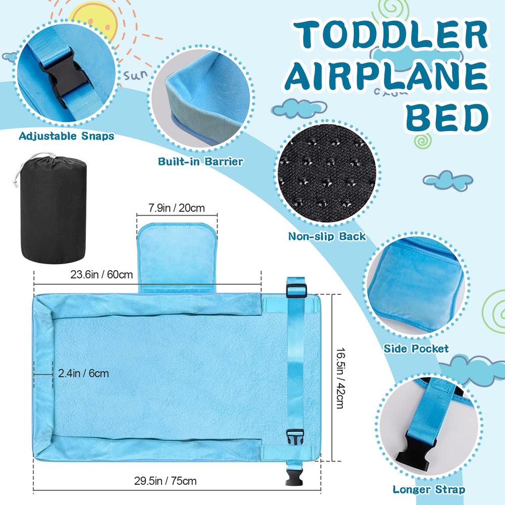 Omzer airplane-seat-extender demonstrates portable comfort with a soft velvet surface.