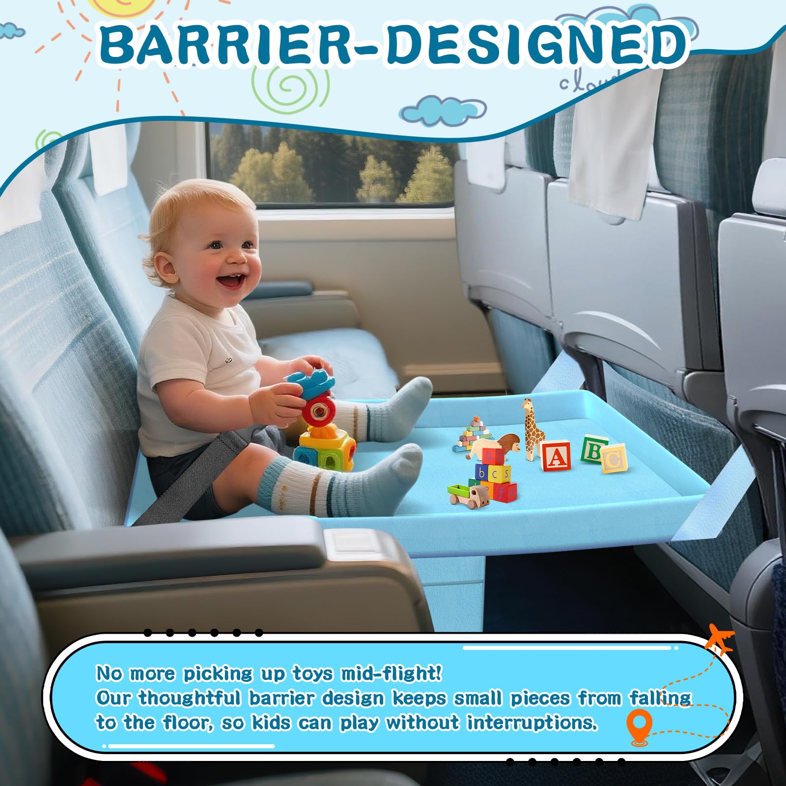 Omzer airplane-seat-extender-in-use captures compatible configuration on window or middle seats.