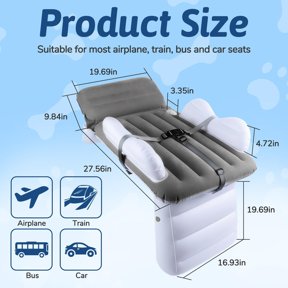 Omzer inflatable toddler bed set up for airplane travel