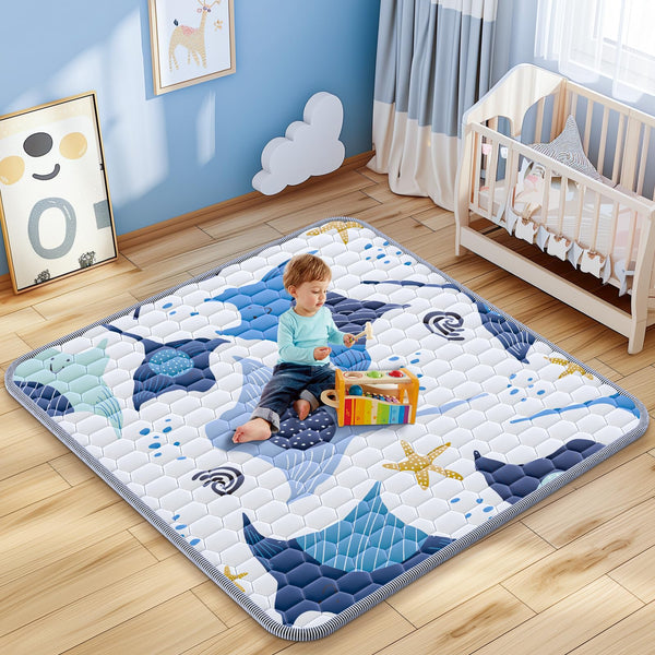 omzer Baby Play Mat top view showing spacious crawling space