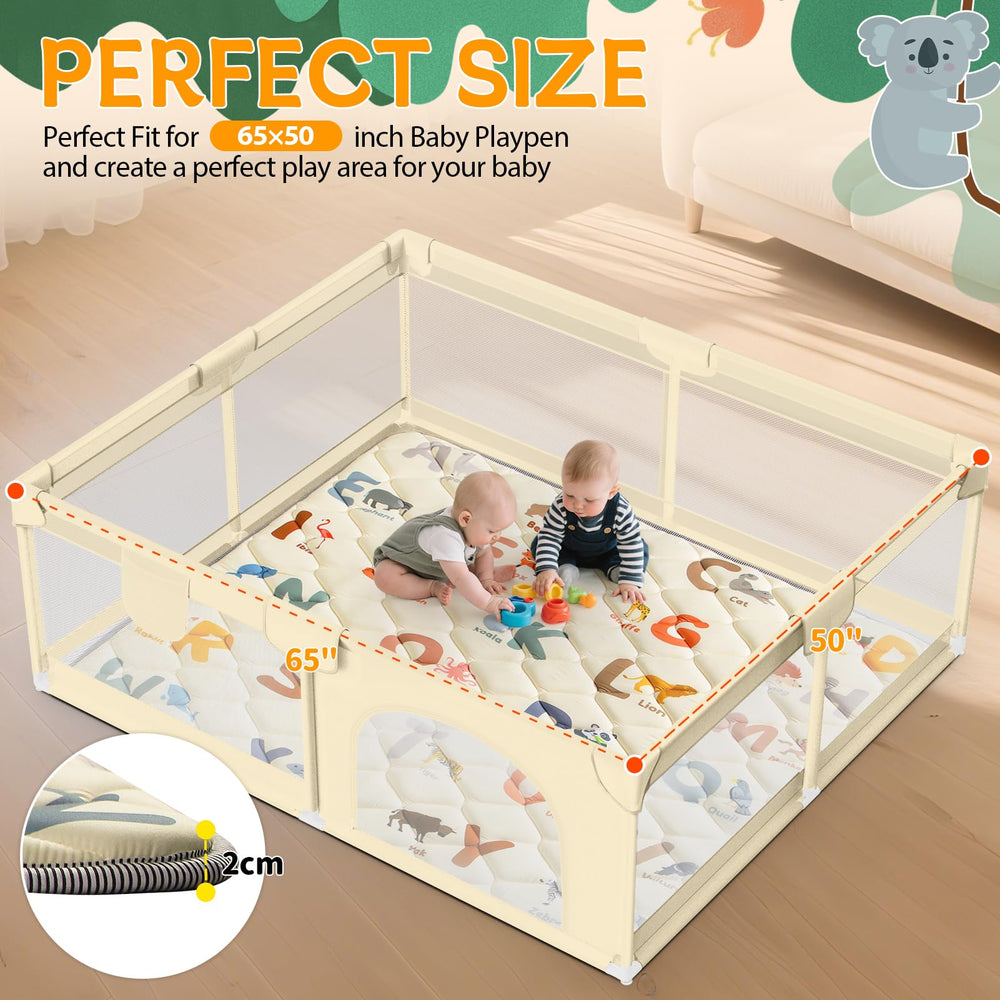 Omzer thick soft foam mat provides cushioned space for tummy time and crawling