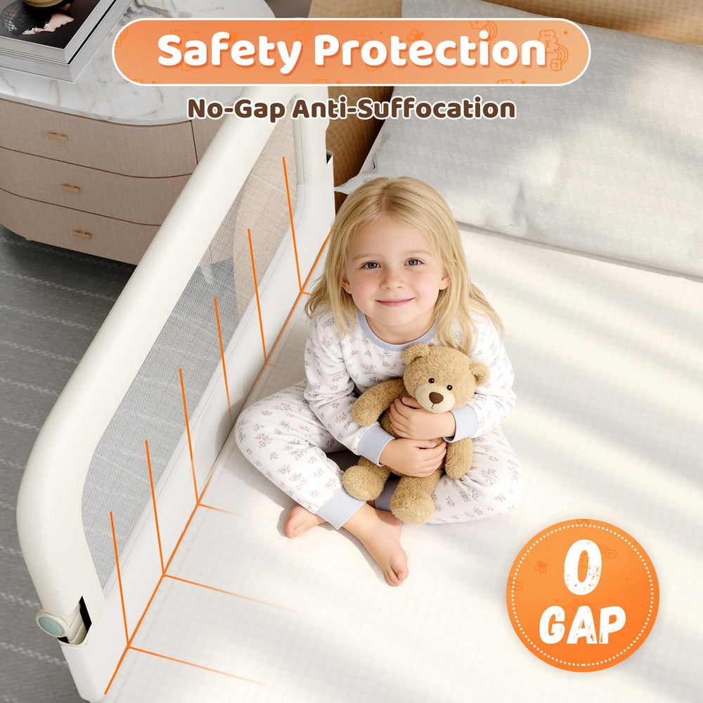 omzer Bed Guard Rail 12-level height allows versatile mattress compatibility