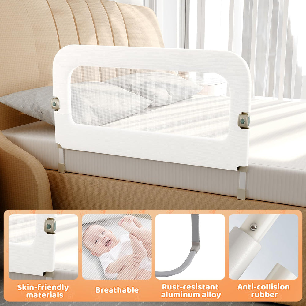 omzer Bed Guard Rail attaches between mattress and frame for quick setup