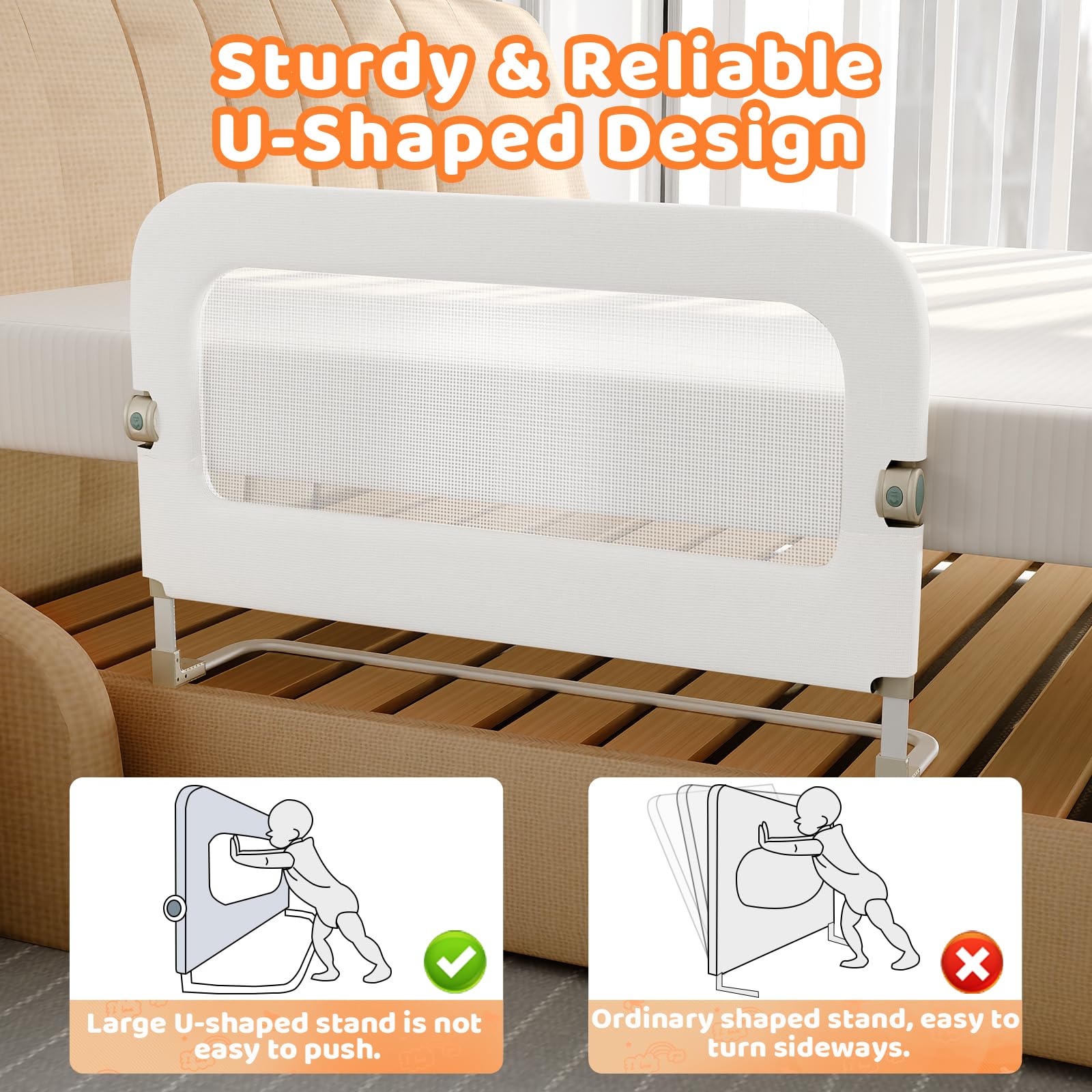omzer Bed Guard Rail one-touch folding enables smooth night-day transitions
