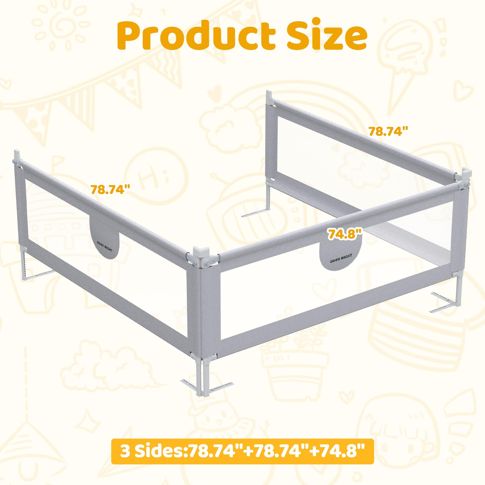 omzer bed rail 24-height adjustment for varied mattresses