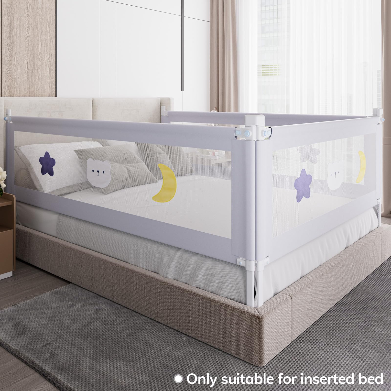 Omzer bed rail breathable mesh fabric offers visibility and easy cleaning