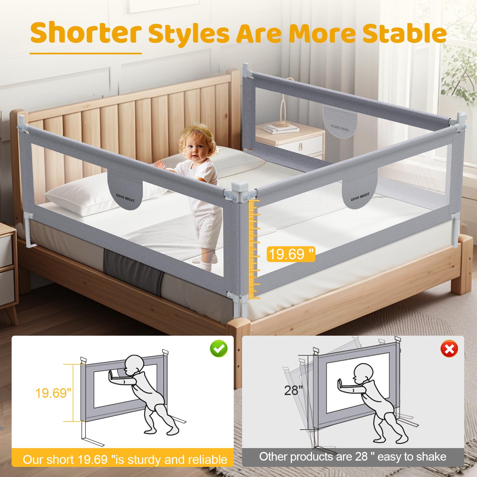 omzer bed rail f-shape guard seals gaps between mattress and rail