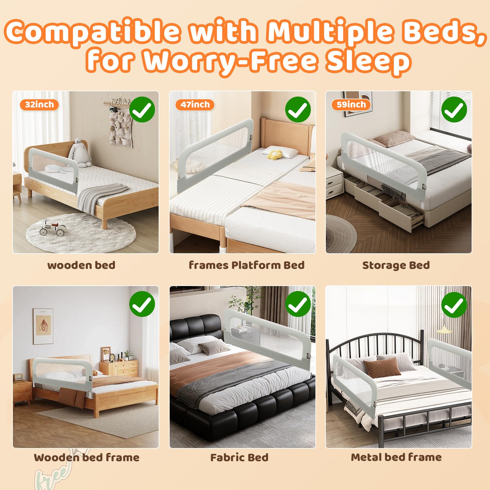omzer guard rail compatible with twin to king size beds