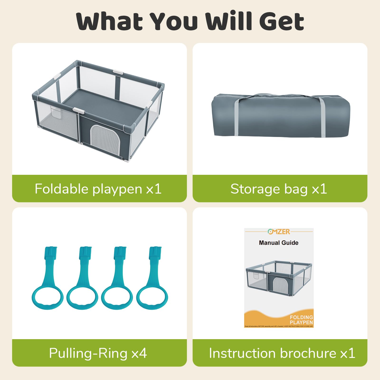 Omzer foldable playpen folds into included bag for travel