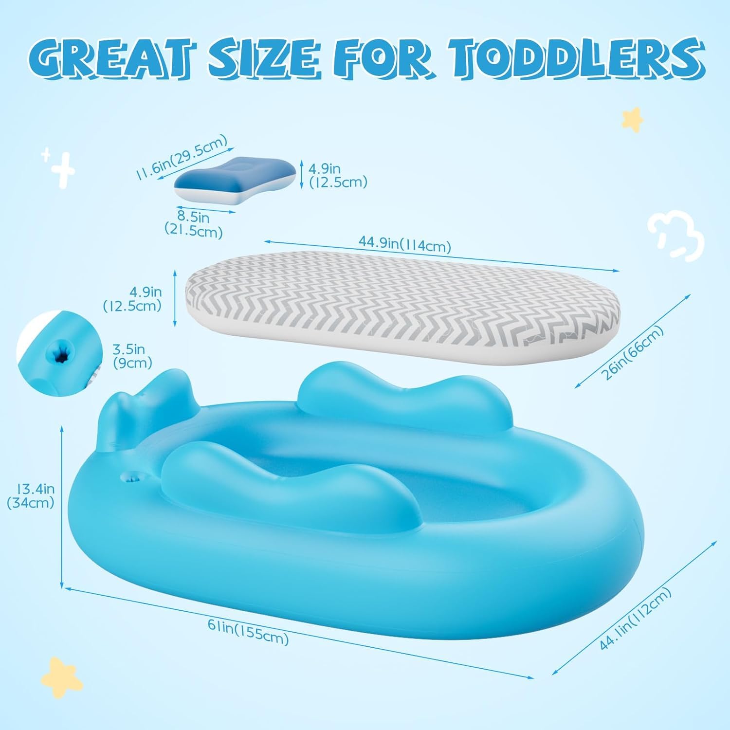 Omzer inflatable pillow with plush cover supports comfortable head and neck during naps.
