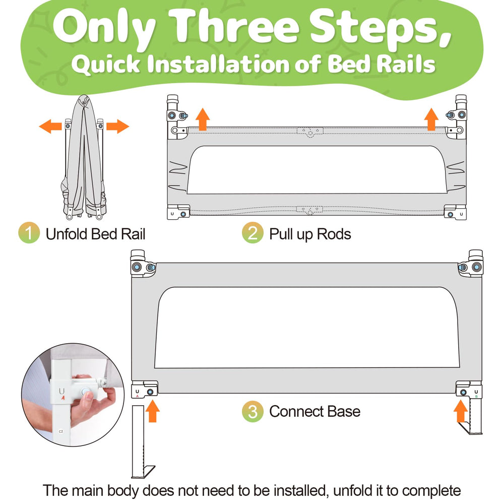 Omzer King Bed Rail curved lower rail prevents gaps