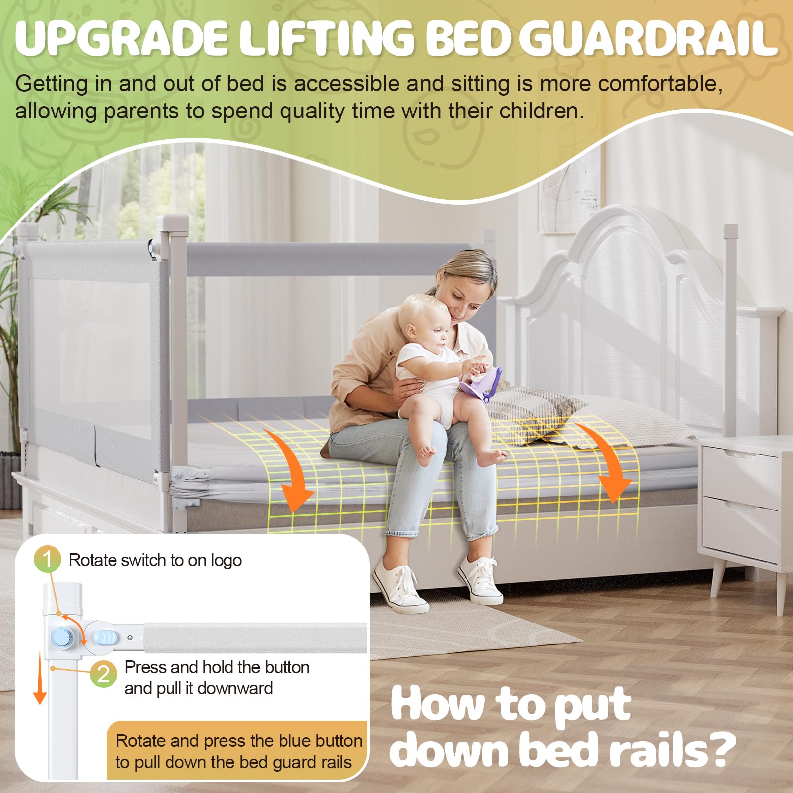 Omzer bed rail with foam padding protects toddlers