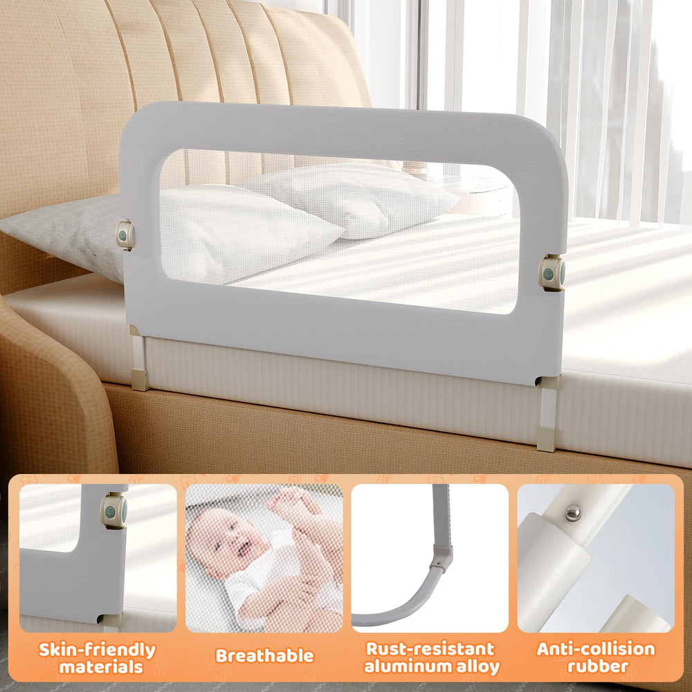 Omzer bed rail supports twin to king bed sizes.