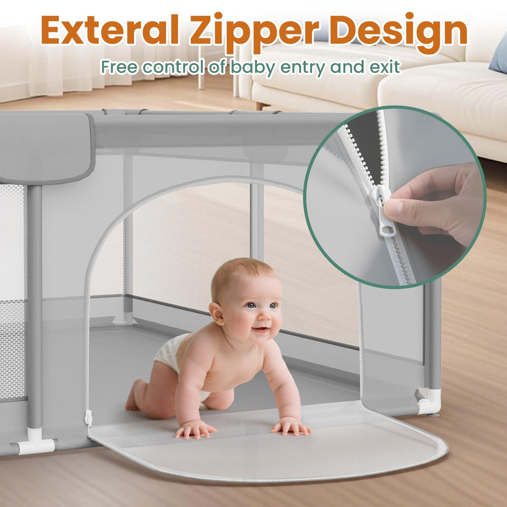 Omzer playpen 360-degree vision grid enables easy supervision of baby activities
