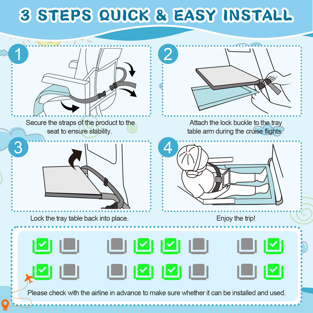 Omzer safety belt quick-install features fast, tool-free setup during flights.